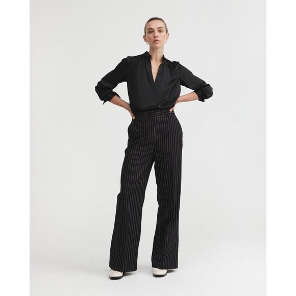 Witchery Modern Cuff Blouse Top Long Sleeve Black Satin Office Work Lux Size S 8 - Picture 2 of 13